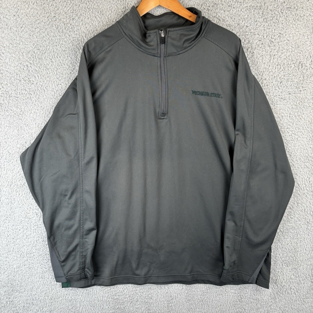 Michigan State Spartans Shirt Mens 2XL Dark Gray Green Nike 1/4 Zip Pullover‎